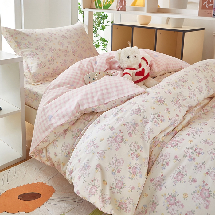 91家纺网 家纺一手货源 找家纺 安逸家纺 2024新款全棉学生三件套纯棉学生宿舍三件套 洛琳粉