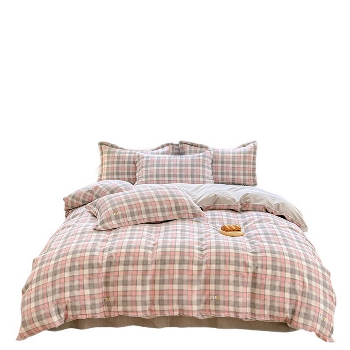 91家纺网 家纺一手货源 找家纺 帛织澜 12868全棉喷气印花四件套 木几小格