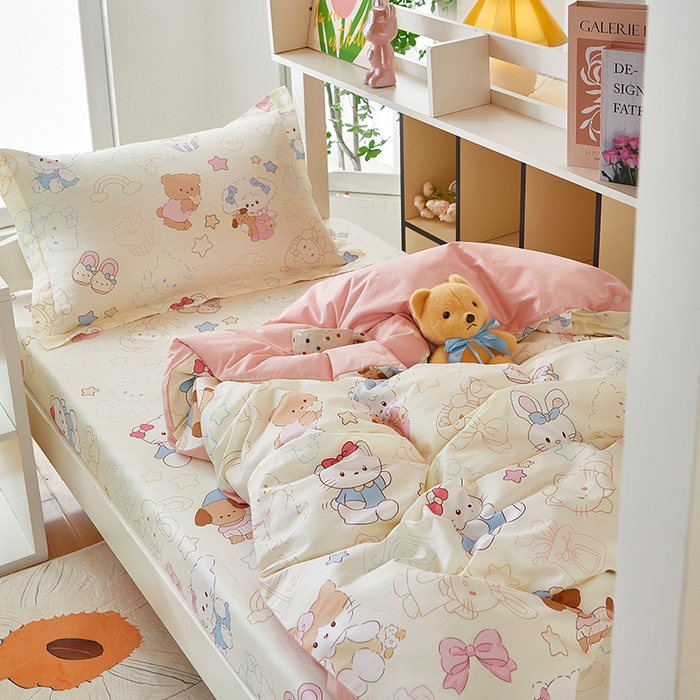 91家纺网 家纺一手货源 找家纺 安逸家纺 2024新款全棉学生三件套纯棉学生宿舍三件套 凯蒂宝贝