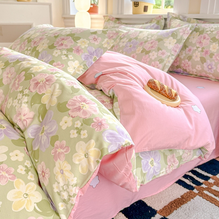 91家纺网 家纺一手货源 找家纺 帛织澜 12868全棉喷气印花四件套 七色花海