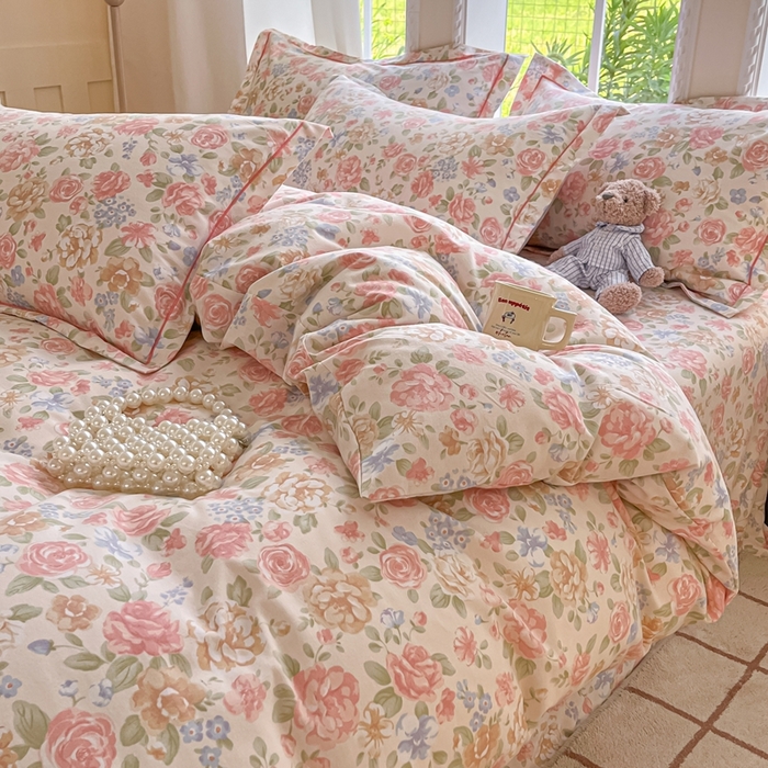 91家纺网 家纺一手货源 找家纺 莱通家纺 2025新款新疆棉加厚生态磨毛印花四件套 花恋