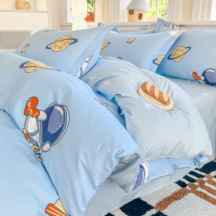 91家纺网 家纺一手货源 找家纺 帛织澜 12868全棉喷气印花四件套 太空奇遇