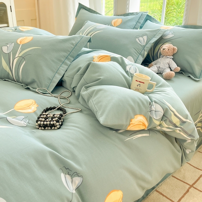 91家纺网 家纺一手货源 找家纺 莱通家纺 2025新款新疆棉加厚生态磨毛印花四件套 郁见未来