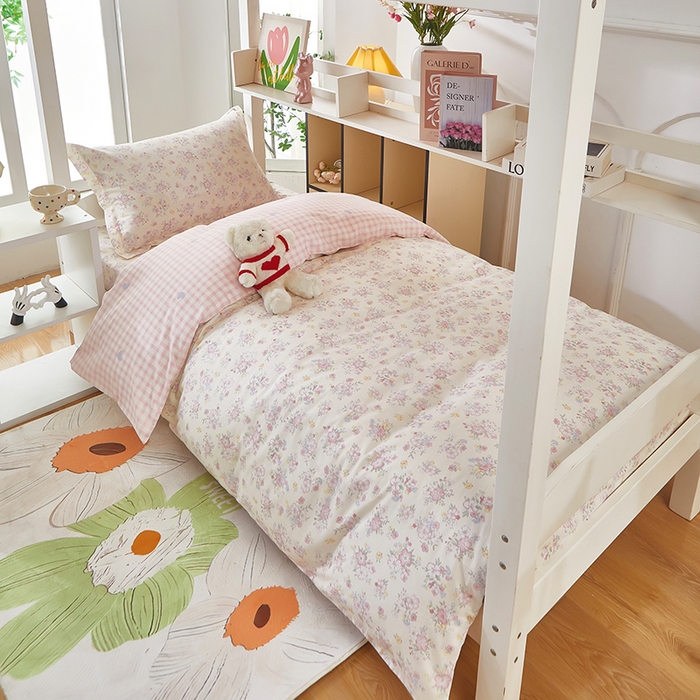 91家纺网 家纺一手货源 找家纺 安逸家纺 2024新款全棉学生三件套纯棉学生宿舍三件套 洛琳粉