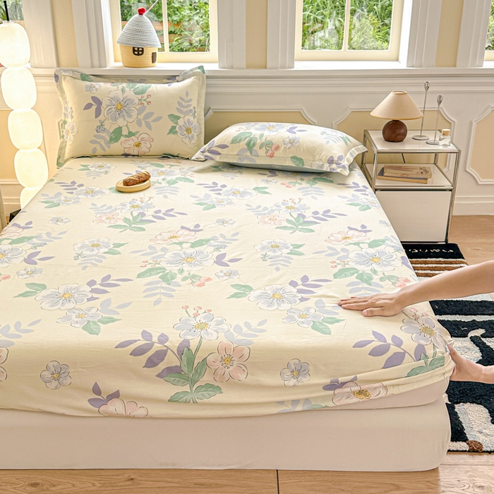 91家纺网 家纺一手货源 找家纺 帛织澜家纺 2025新款喷气12868系列纯棉印花单床笠 花漾星辰