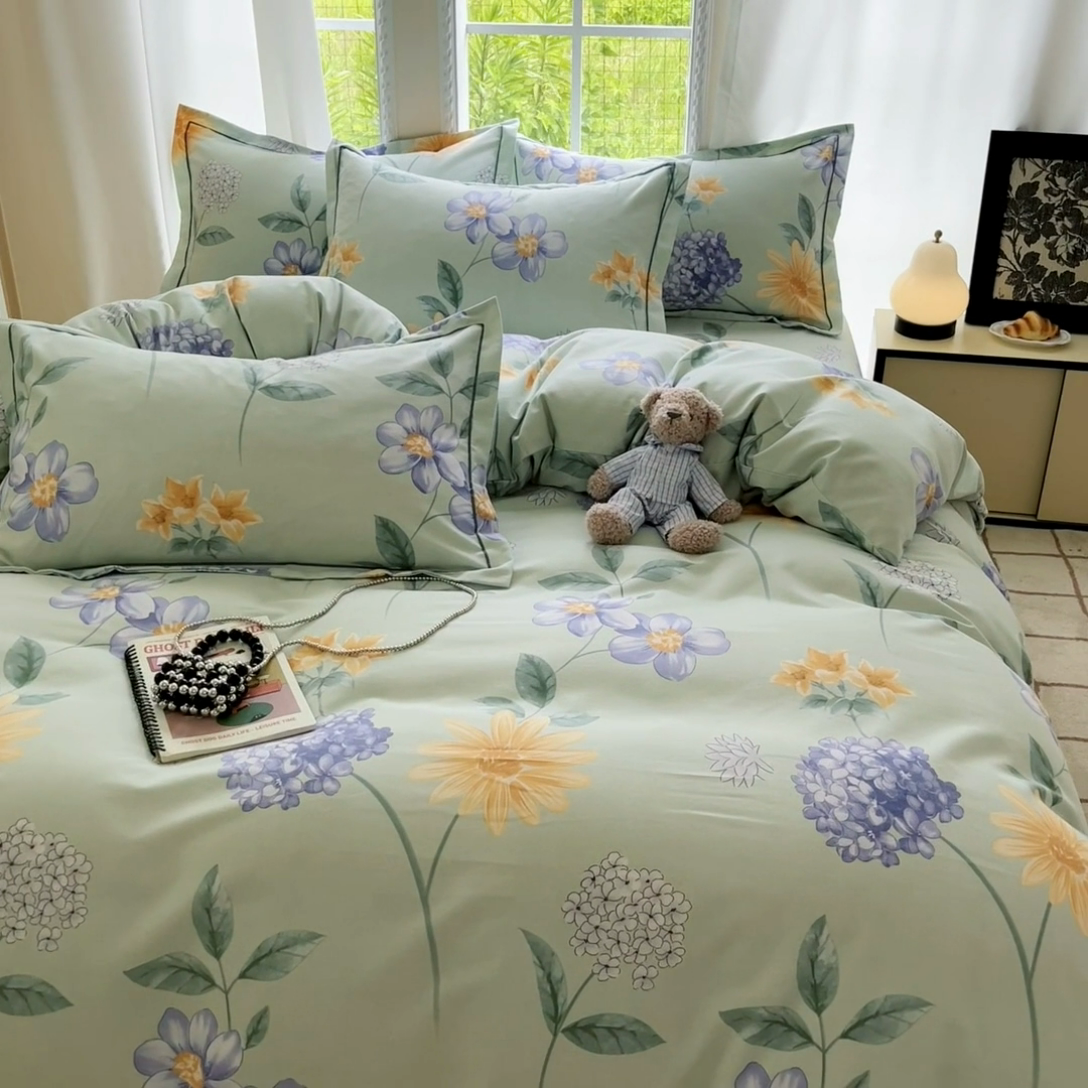 91家纺网 家纺一手货源 找家纺 莱通家纺 2025新款新疆棉加厚生态磨毛印花四件套 安娜