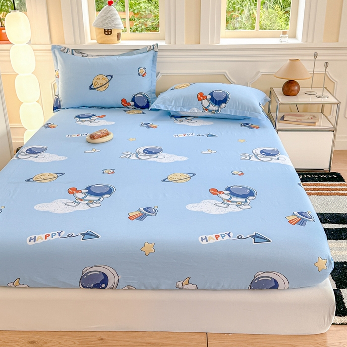 91家纺网 家纺一手货源 找家纺 帛织澜家纺 2025新款喷气12868系列纯棉印花单床笠 太空奇遇