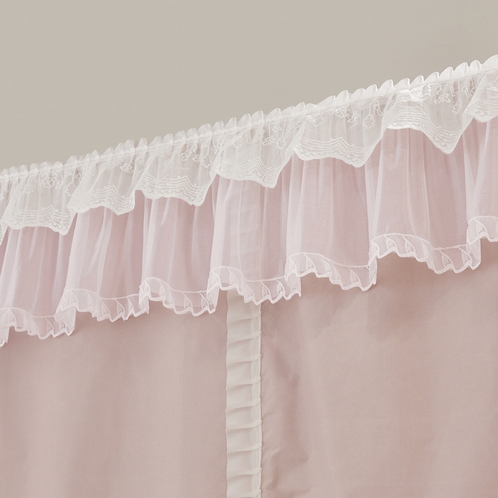 91家纺网 家纺一手货源 找家纺 夏彩 2025新款植绒布蕾丝绣花强遮光铁艺支架学生蚊帐-88625 88625-浅豆沙