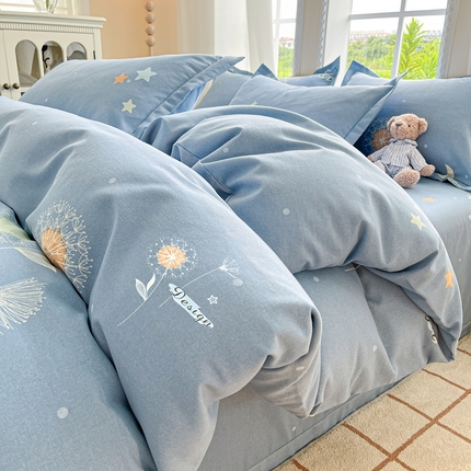 莱通家纺 2025新款新疆棉加厚生态磨毛印花单被套 蒲公英