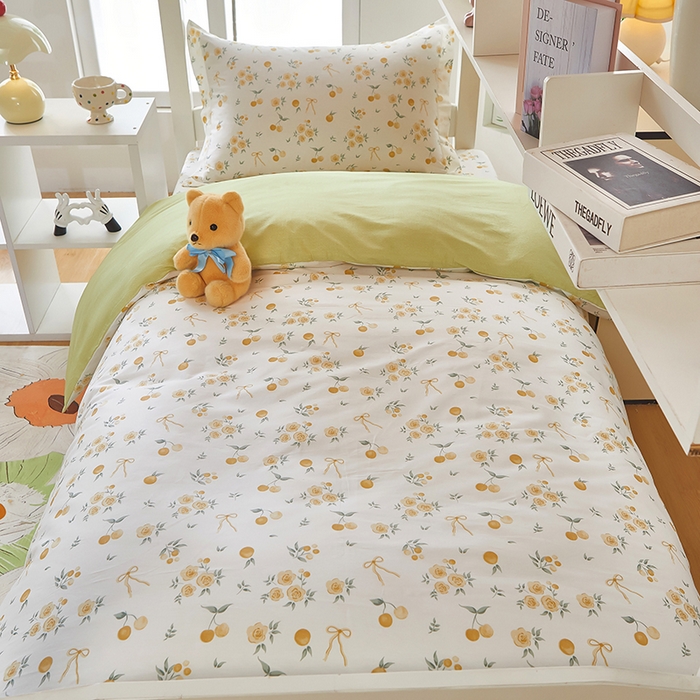 91家纺网 家纺一手货源 找家纺 安逸家纺 2024新款全棉学生三件套纯棉学生宿舍三件套 蕾拉果园