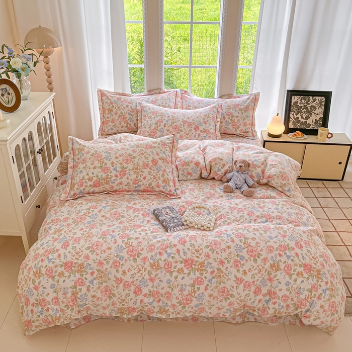 91家纺网 家纺一手货源 找家纺 莱通家纺 2025新款新疆棉加厚生态磨毛印花四件套 花恋