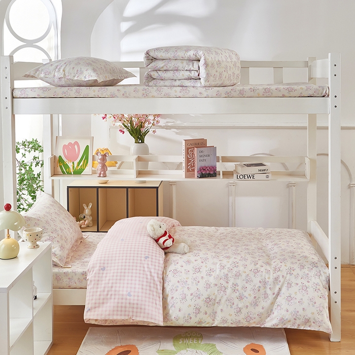 91家纺网 家纺一手货源 找家纺 安逸家纺 2024新款全棉学生三件套纯棉学生宿舍三件套 洛琳粉