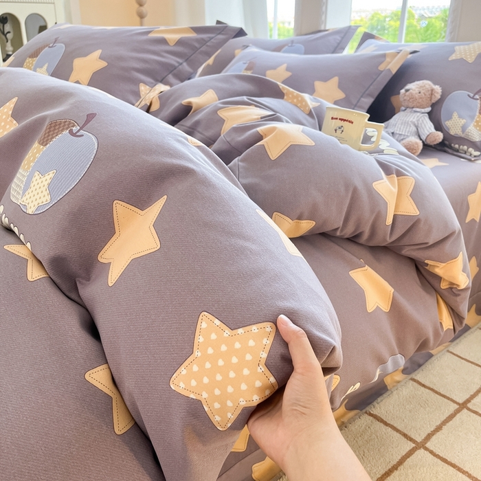 91家纺网 家纺一手货源 找家纺 莱通家纺 2025新款新疆棉加厚生态磨毛印花四件套 星芒物语