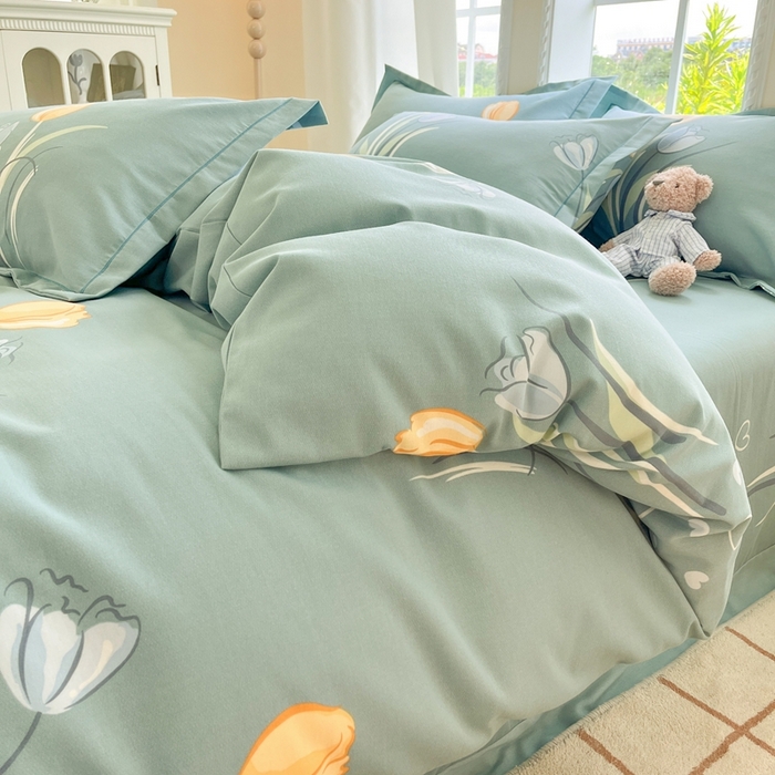 91家纺网 家纺一手货源 找家纺 莱通家纺 2025新款新疆棉加厚生态磨毛印花四件套 郁见未来