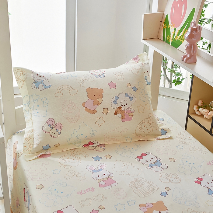 91家纺网 家纺一手货源 找家纺 安逸家纺 2024新款全棉学生三件套纯棉学生宿舍三件套 凯蒂宝贝