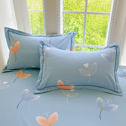 莱通家纺 2025新款新疆棉加厚生态磨毛印花单枕套 之禾