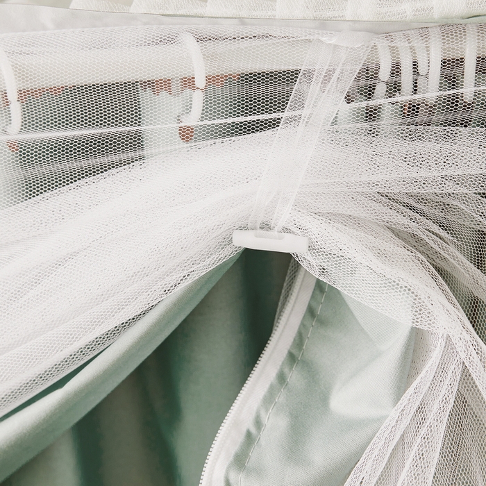 91家纺网 家纺一手货源 找家纺 夏彩 2025新款植绒布蕾丝绣花强遮光铁艺支架学生蚊帐-88625 88625-清新绿