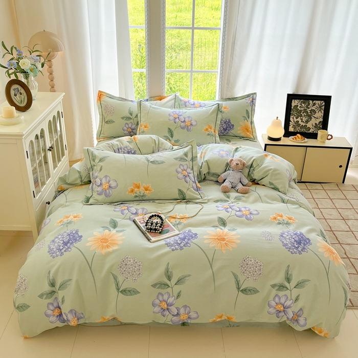 91家纺网 家纺一手货源 找家纺 莱通家纺 2025新款新疆棉加厚生态磨毛印花四件套 安娜