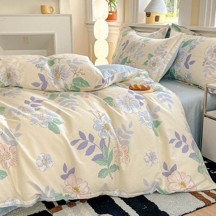 91家纺网 家纺一手货源 找家纺 帛织澜 12868全棉喷气印花四件套 花漾星辰