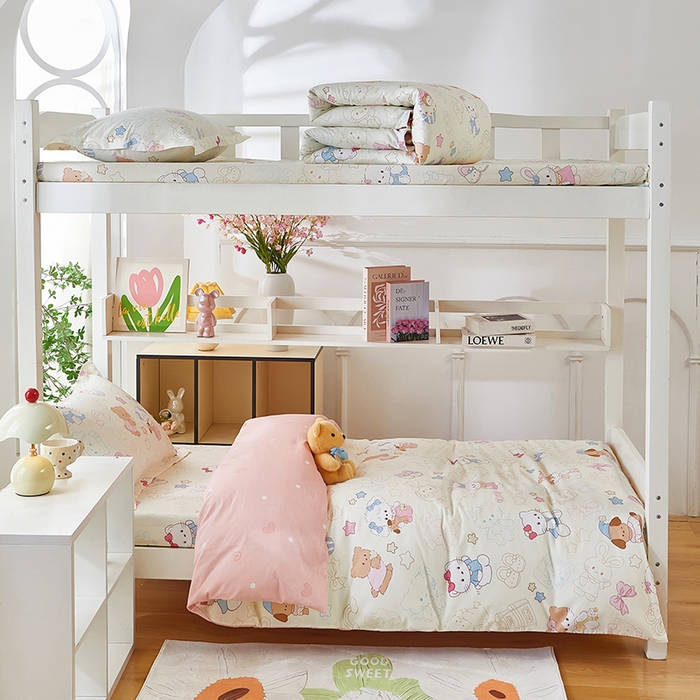 91家纺网 家纺一手货源 找家纺 安逸家纺 2024新款全棉学生三件套纯棉学生宿舍三件套 凯蒂宝贝