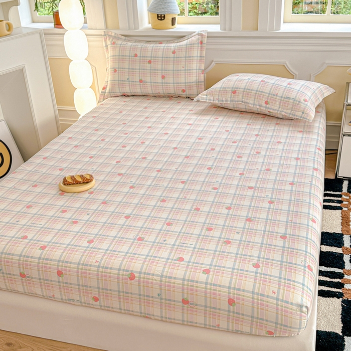 91家纺网 家纺一手货源 找家纺 帛织澜家纺 2025新款喷气12868系列纯棉印花单床笠 草莓派