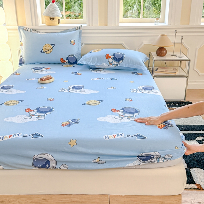 91家纺网 家纺一手货源 找家纺 帛织澜家纺 2025新款喷气12868系列纯棉印花单床笠 太空奇遇