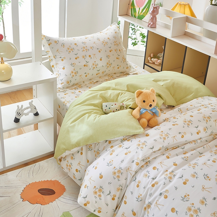 91家纺网 家纺一手货源 找家纺 安逸家纺 2024新款全棉学生三件套纯棉学生宿舍三件套 蕾拉果园