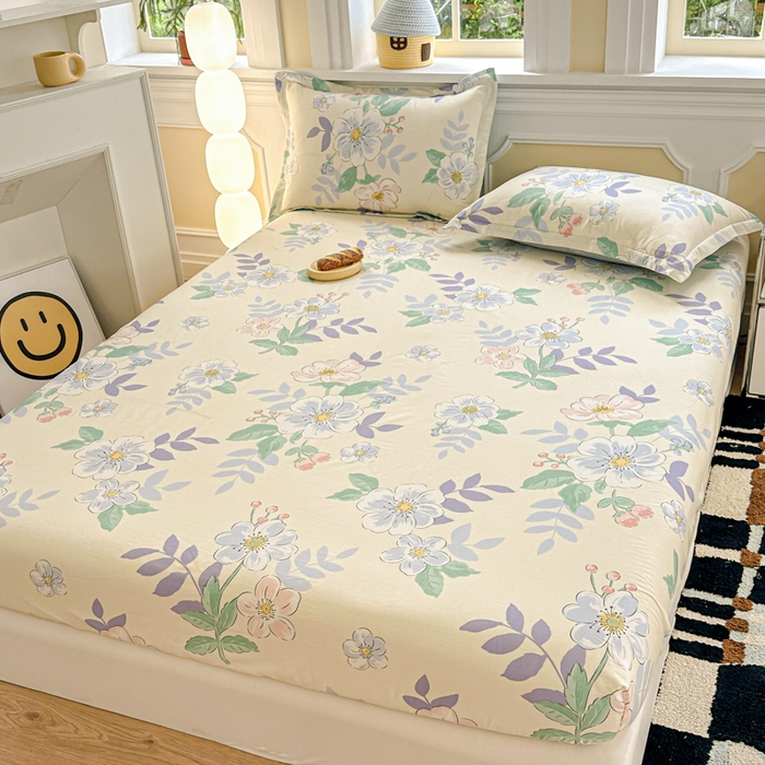 91家纺网 家纺一手货源 找家纺 帛织澜家纺 2025新款喷气12868系列纯棉印花单床笠 花漾星辰