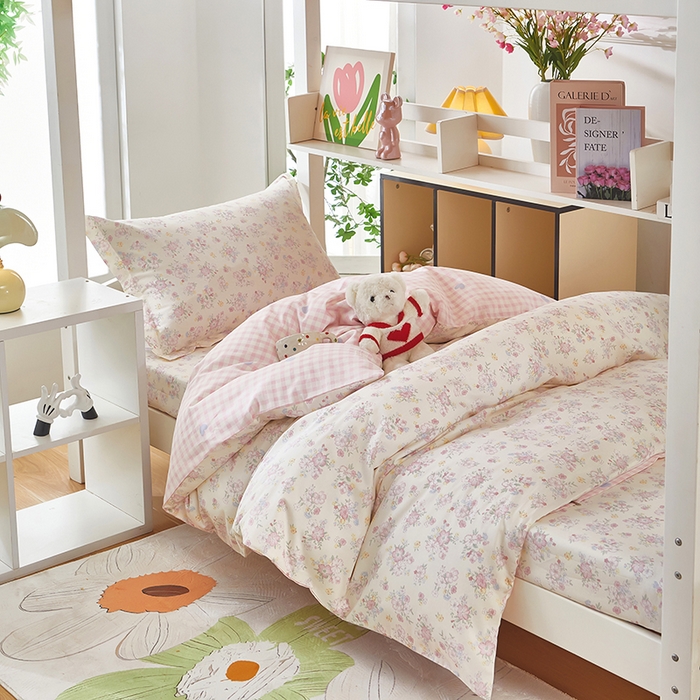 91家纺网 家纺一手货源 找家纺 安逸家纺 2024新款全棉学生三件套纯棉学生宿舍三件套 洛琳粉