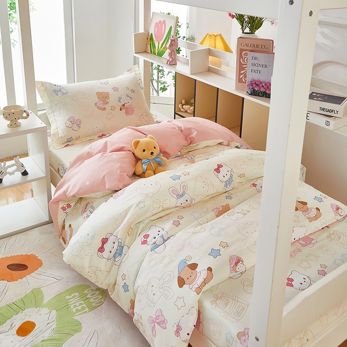 91家纺网 家纺一手货源 找家纺 安逸家纺 2024新款全棉学生三件套纯棉学生宿舍三件套 凯蒂宝贝