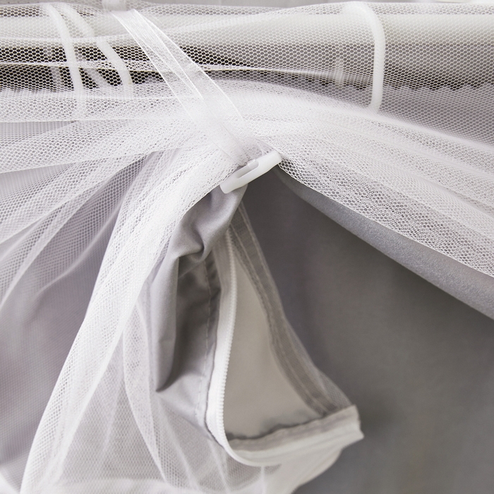 91家纺网 家纺一手货源 找家纺 夏彩 2025新款植绒布蕾丝绣花强遮光铁艺支架学生蚊帐-88625 88625-青术灰