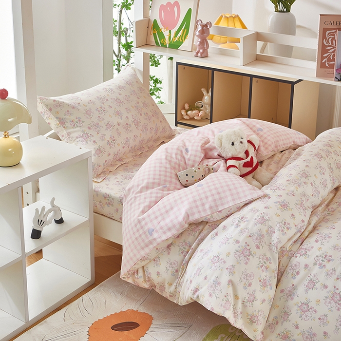 91家纺网 家纺一手货源 找家纺 安逸家纺 2024新款全棉学生三件套纯棉学生宿舍三件套 洛琳粉