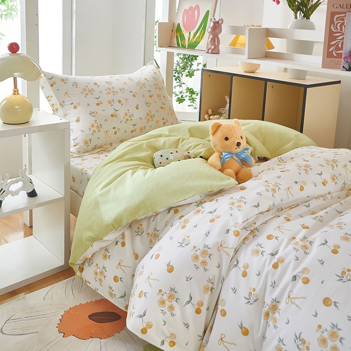 91家纺网 家纺一手货源 找家纺 安逸家纺 2024新款全棉学生三件套纯棉学生宿舍三件套 蕾拉果园