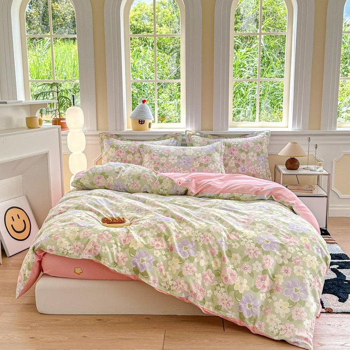 91家纺网 家纺一手货源 找家纺 帛织澜 12868全棉喷气印花四件套 七色花海