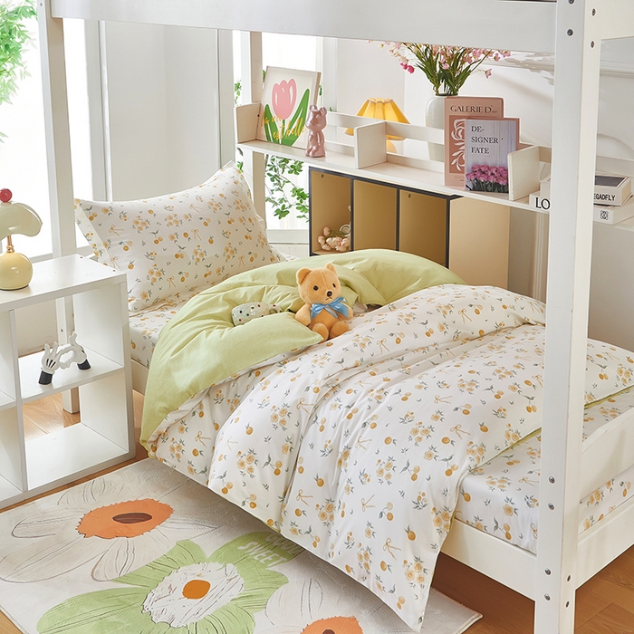 91家纺网 家纺一手货源 找家纺 安逸家纺 2024新款全棉学生三件套纯棉学生宿舍三件套 蕾拉果园