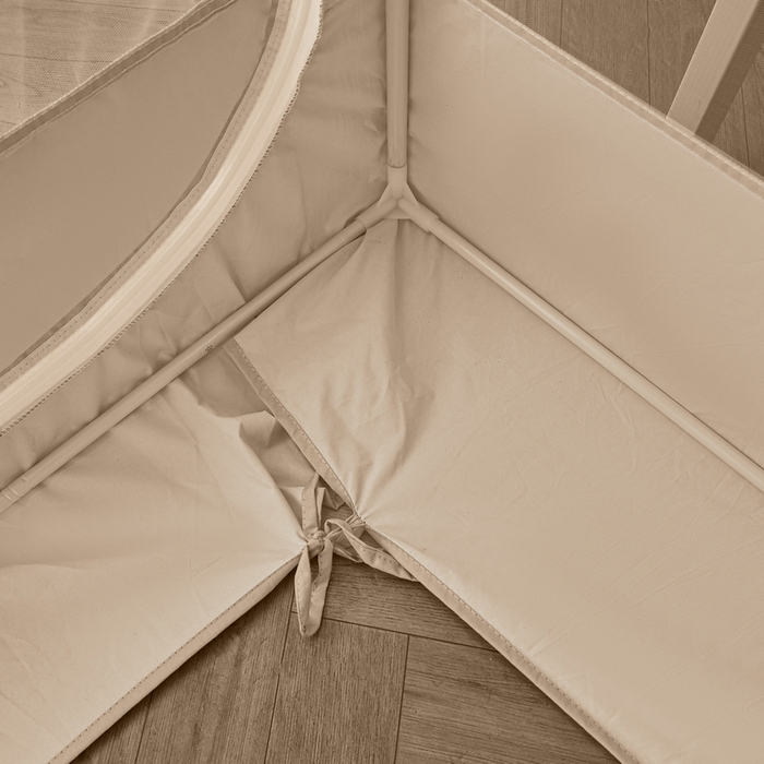 91家纺网 家纺一手货源 找家纺 夏彩 2025新款植绒布蕾丝绣花强遮光铁艺支架学生蚊帐-88625 88625-茶杏色