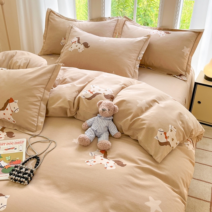 91家纺网 家纺一手货源 找家纺 莱通家纺 2025新款新疆棉加厚生态磨毛印花四件套 贝儿