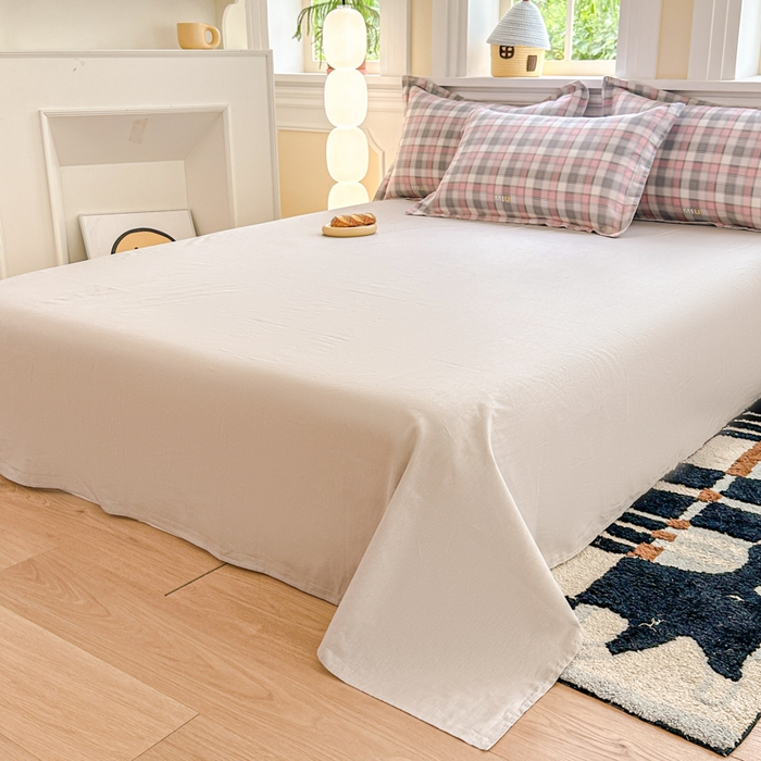 91家纺网 家纺一手货源 找家纺 帛织澜家纺 2025新款12868全棉喷气印花床单单件 木几小格-B版