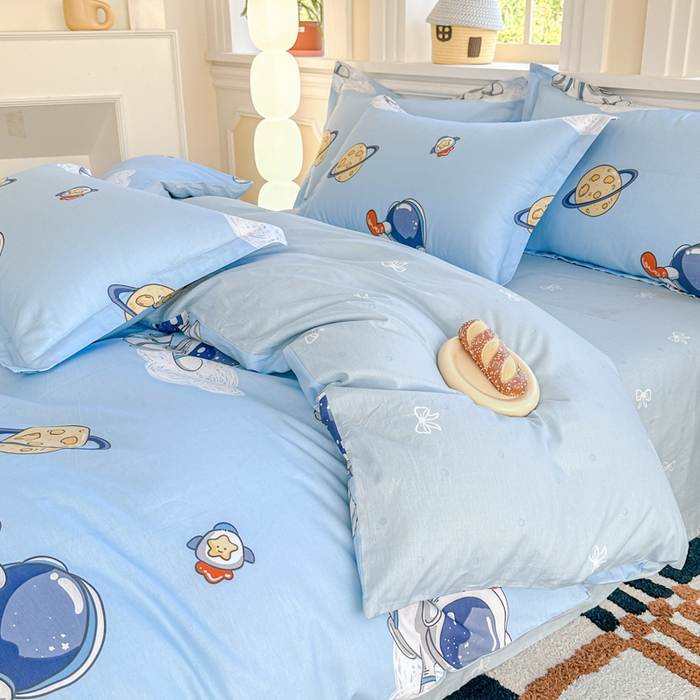 91家纺网 家纺一手货源 找家纺 帛织澜 12868全棉喷气印花四件套 太空奇遇