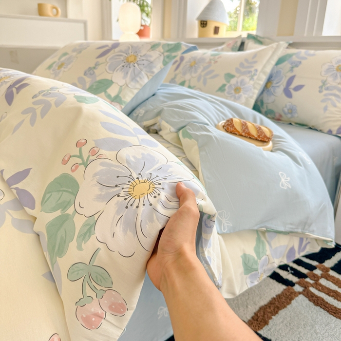 91家纺网 家纺一手货源 找家纺 帛织澜 12868全棉喷气印花四件套 花漾星辰