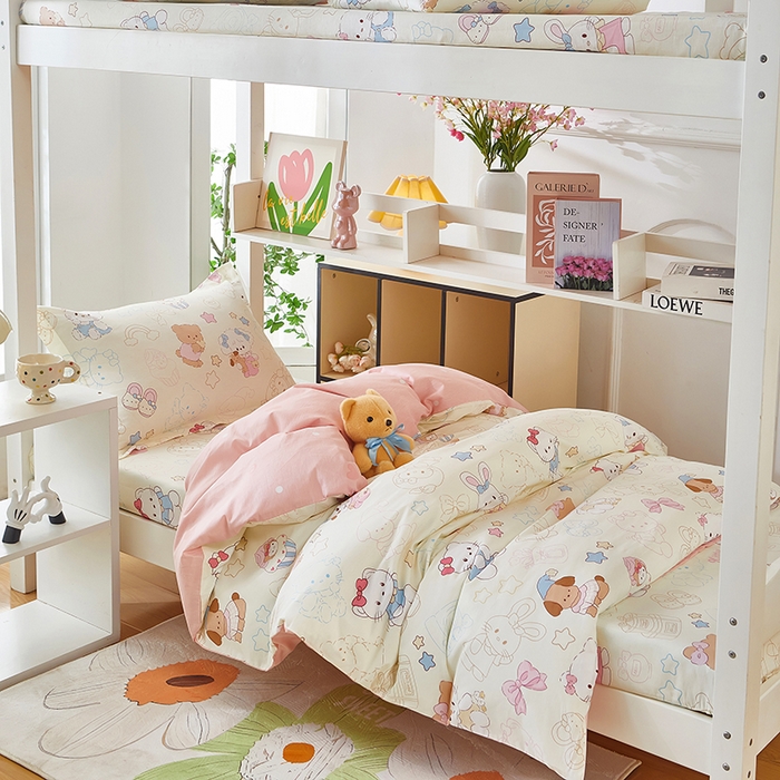 91家纺网 家纺一手货源 找家纺 安逸家纺 2024新款全棉学生三件套纯棉学生宿舍三件套 凯蒂宝贝