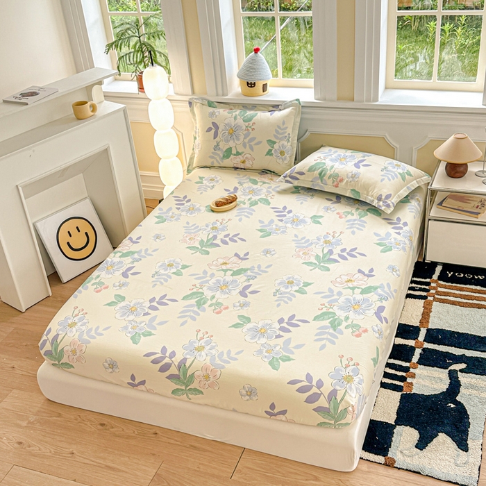 91家纺网 家纺一手货源 找家纺 帛织澜家纺 2025新款喷气12868系列纯棉印花单床笠 花漾星辰