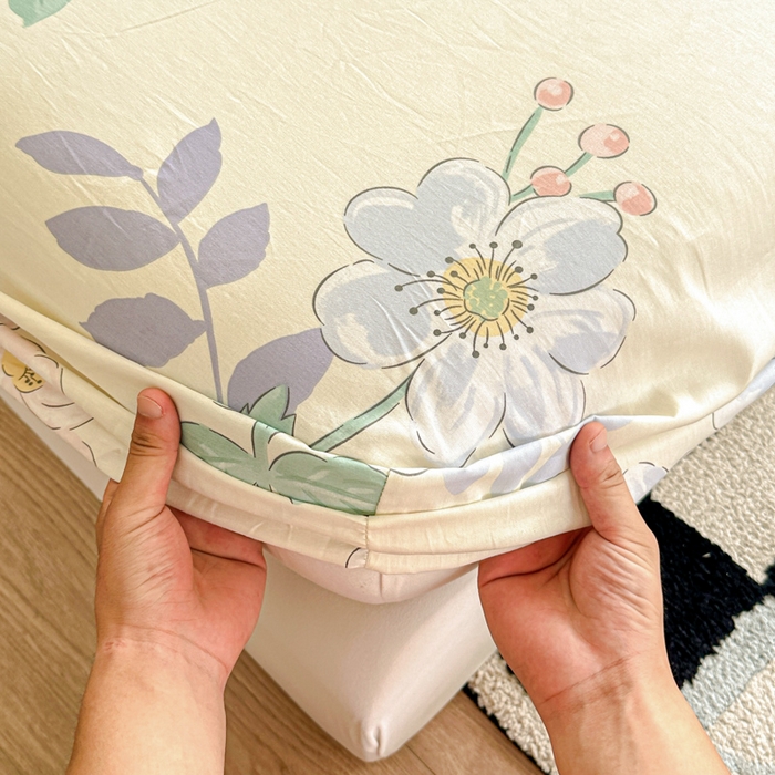 91家纺网 家纺一手货源 找家纺 帛织澜家纺 2025新款喷气12868系列纯棉印花单床笠 花漾星辰