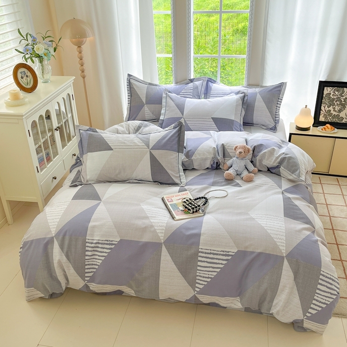 91家纺网 家纺一手货源 找家纺 莱通家纺 2025新款新疆棉加厚生态磨毛印花四件套 创意几何