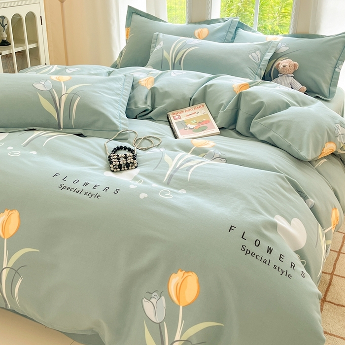 91家纺网 家纺一手货源 找家纺 莱通家纺 2025新款新疆棉加厚生态磨毛印花四件套 郁见未来