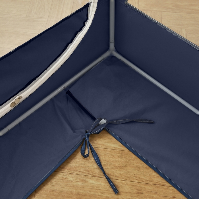 91家纺网 家纺一手货源 找家纺 夏彩 2025新款植绒布蕾丝绣花强遮光铁艺支架学生蚊帐-88625 88625-藏青色