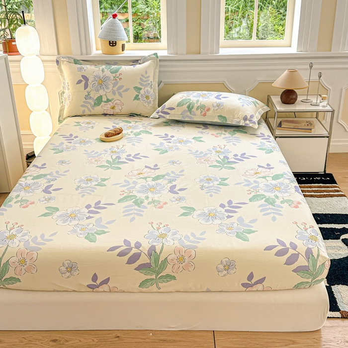 91家纺网 家纺一手货源 找家纺 帛织澜家纺 2025新款喷气12868系列纯棉印花单床笠 花漾星辰