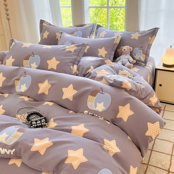 91家纺网 家纺一手货源 找家纺 莱通家纺 2025新款新疆棉加厚生态磨毛印花四件套 星芒物语