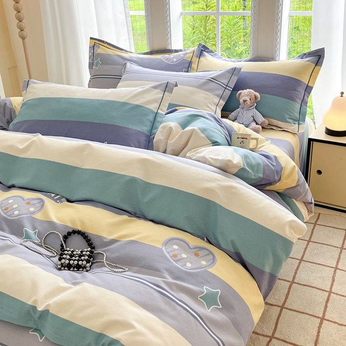 91家纺网 家纺一手货源 找家纺 莱通家纺 2025新款新疆棉加厚生态磨毛印花四件套 阿勒泰绿