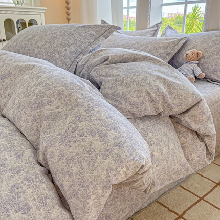 莱通家纺 2025新款新疆棉加厚生态磨毛印花单被套 月影